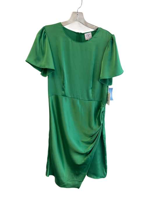 209WST38 Size Small Green No Fabric Tag Back Zip Short Flutter Sleeve Dress Green / Small