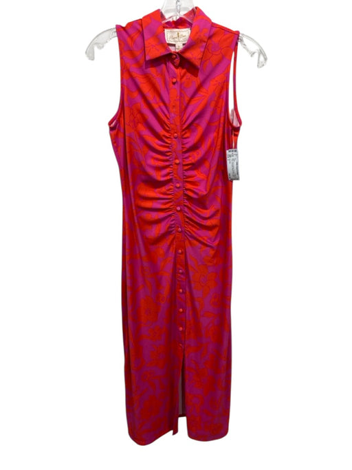 Flora Bea Size S Pink & Orange Polyester Jersey Floral Sleeveless Dress Pink & Orange / S
