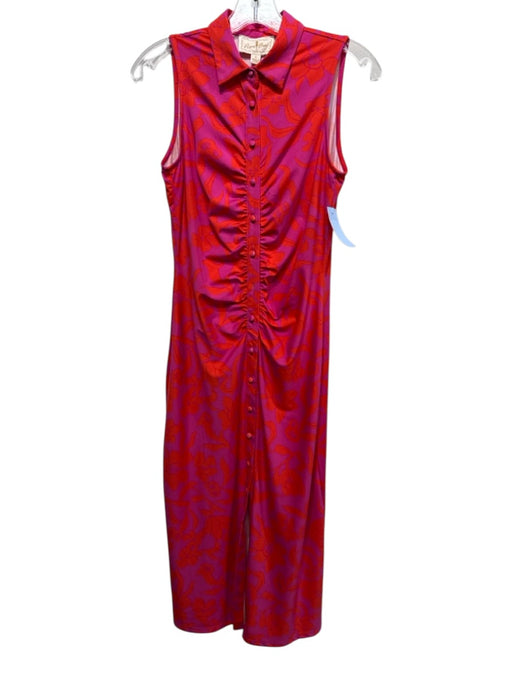 Flora Bea Size S Pink & Orange Polyester Jersey Floral Sleeveless Dress Pink & Orange / S