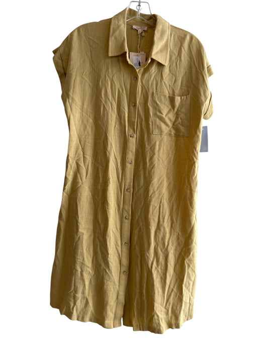 Mystree Size Small Sunflower Yellow Viscose Blend Collared Button Down Dress Sunflower Yellow / Small