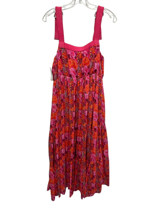 Ro's Garden Size XS Pink & Orange Cotton Floral buckle straps Maxi Dress Pink & Orange / XS