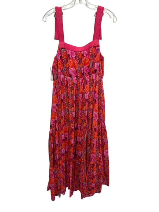 Ro's Garden Size XS Pink & Orange Cotton Floral buckle straps Maxi Dress Pink & Orange / XS