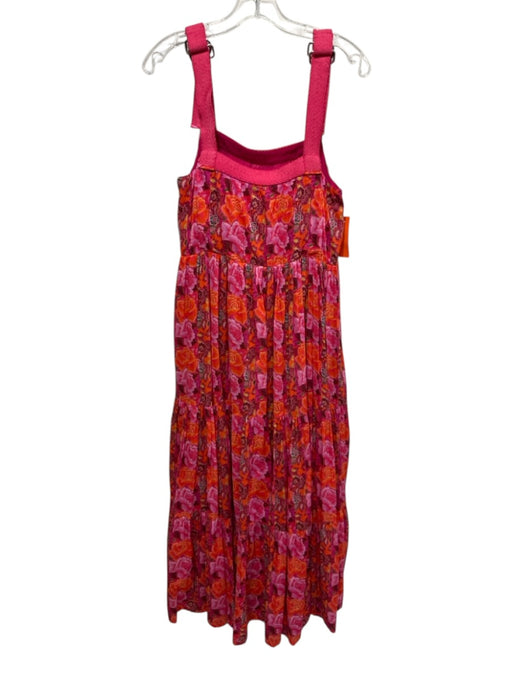 Ro's Garden Size XS Pink & Orange Cotton Floral buckle straps Maxi Dress Pink & Orange / XS