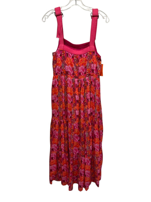 Ro's Garden Size XS Pink & Orange Cotton Floral buckle straps Maxi Dress Pink & Orange / XS