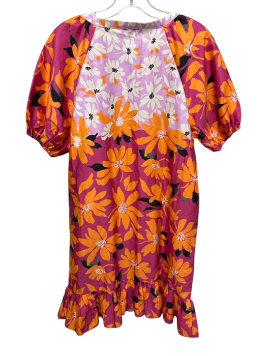 Patty Kim Size S Orange, Purple, White Cotton Floral Button Detail Dress Orange, Purple, White / S