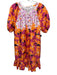 Patty Kim Size S Orange, Purple, White Cotton Floral Button Detail Dress Orange, Purple, White / S