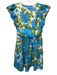 Flora Bea Size S Blue, Green, White Floral Flutter Cap Sleeve Above Knee Dress Blue, Green, White / S