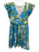 Flora Bea Size S Blue, Green, White Floral Flutter Cap Sleeve Above Knee Dress Blue, Green, White / S
