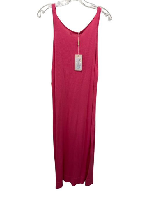 Maria Pavan Size P Coral Pink Cotton Knit Scoop Neck Pockets Maxi Dress Coral Pink / P