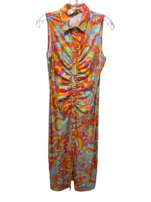 Flora Bea Size S Orange, Blue, Multi Polyester Blend psychedelic floral Dress Orange, Blue, Multi / S