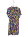 Esqualo Size S Purple, Aqua Blue, Yellow Viscose Half Button Short Sleeve Dress Purple, Aqua Blue, Yellow / S