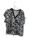 Esqualo Size Small Black & White Viscose Blend V Neck Short Sleeve Abstract Top Black & White / Small