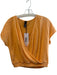 Bobi Size Small Orange Cotton Wrap Cropped V Neck Gauze Top Orange / Small