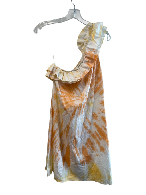 Stark X Size Small Orange & Yellow No Fabric Tag One Shoulder Ruffle Hem Dress Orange & Yellow / Small
