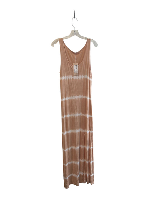 Esqualo Size Small Orange & White Viscose Scoop Neck Sleeveless Maxi Dress Orange & White / Small