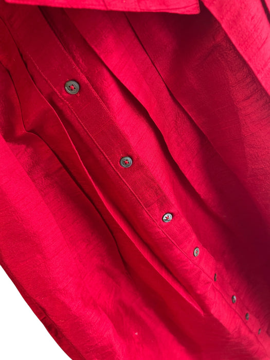 Lizzie P.M. Size Small Red Silk Half Sleeve Button Down wide belt loops Dress Red / Small