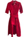 Lizzie P.M. Size Small Red Silk Half Sleeve Button Down wide belt loops Dress Red / Small