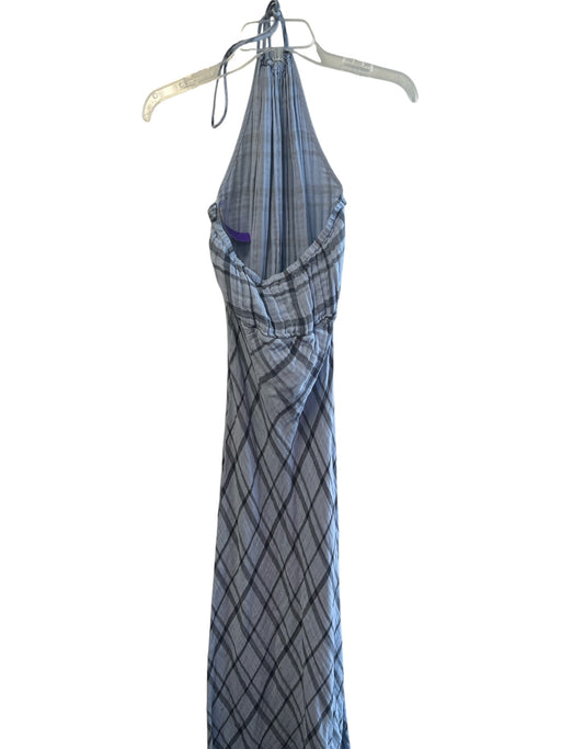 Stark X Size Est XS/S Blue Cotton Plaid Halter Maxi Textured Dress Blue / Est XS/S