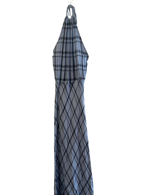Stark X Size Est XS/S Blue Cotton Plaid Halter Maxi Textured Dress Blue / Est XS/S