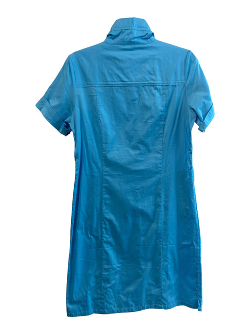 Patty Kim Size Small Blue No Fabric Tag Ruffle Collar Short Sleeve Dress Blue / Small