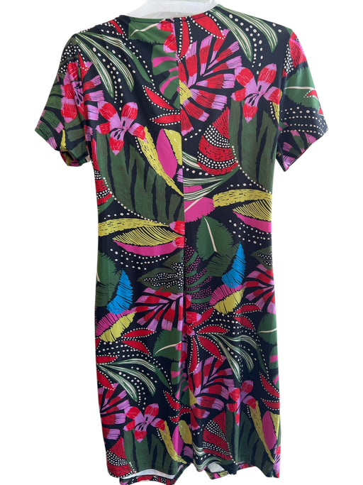 Tribal Size Medium Black, Red & Multi Polyester Blend Deep V Neck Dress Black, Red & Multi / Medium