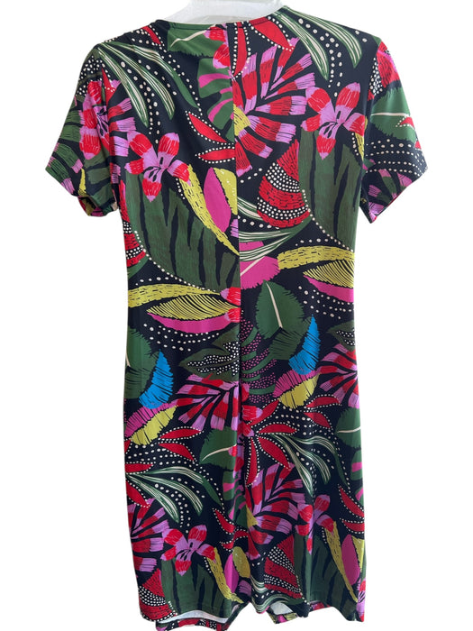 Tribal Size Medium Black, Red & Multi Polyester Blend Deep V Neck Dress Black, Red & Multi / Medium