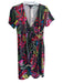 Tribal Size Medium Black, Red & Multi Polyester Blend Deep V Neck Dress Black, Red & Multi / Medium