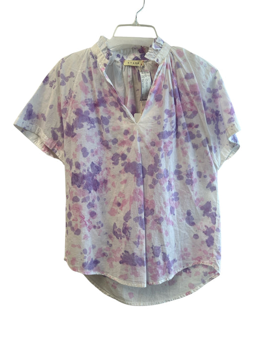 Stark X Size Est Small White, pink & purple No Fabric Tag Ruffle Collar Top White, pink & purple / Est Small