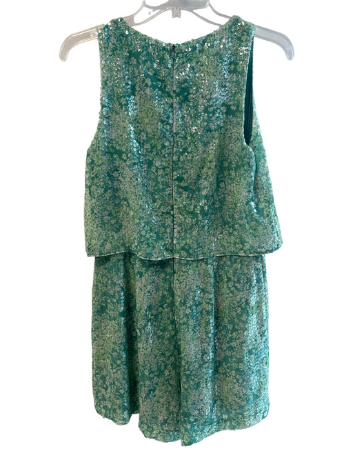 BTFL-life Size Small Green Sequin Round Neck Back Zip Sleeveless Romper Green / Small