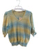 Esqualo Size Small Yellow & Blue Polyester Blend Ribbed Half Sleeve V Neck Top Yellow & Blue / Small