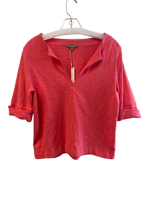 Lilla P Size Small Orange Red No Fabric Tag round split neck Half Sleeve Top Orange Red / Small