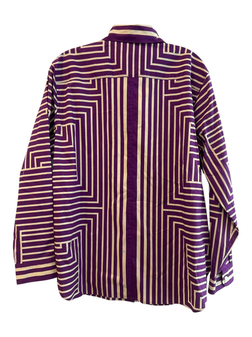 Hinson Wu Size S Purple Cotton & Spandex Collared Button Up Long Sleeve Top Purple / S