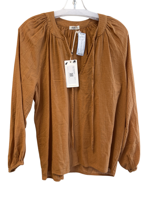 Dylan Size S Orange No Fabric Tag Tie V Neck Long Sleeve Gauze Top Orange / S