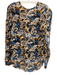Esqualo Size 6 Black Blue Viscose V Neck Long Sleeve Paisley Pullover Top Black Blue / 6