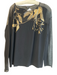 Lafayette 148 Size XL Black Viscose Blend Sheer Detail Boat Neck Long Sleeve Top Black / XL