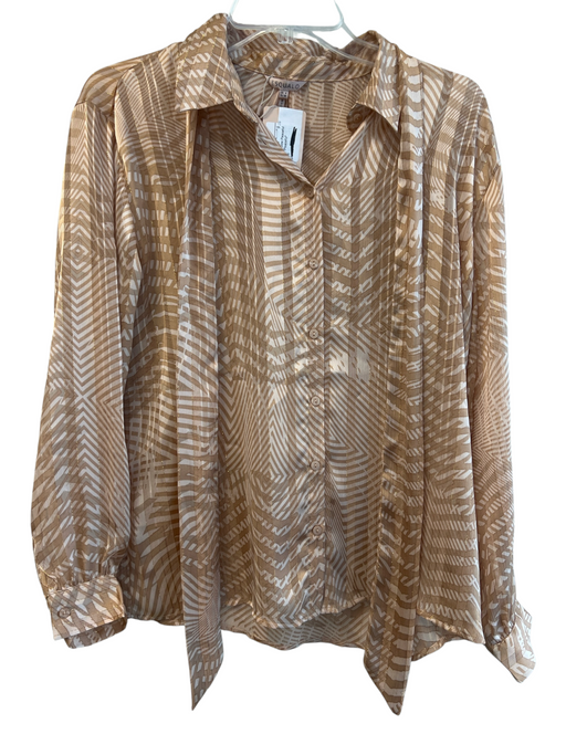 Esqualo Size 6 Orange No Fabric Tag Collared Button Up Long Lace Sleeves Top Orange / 6