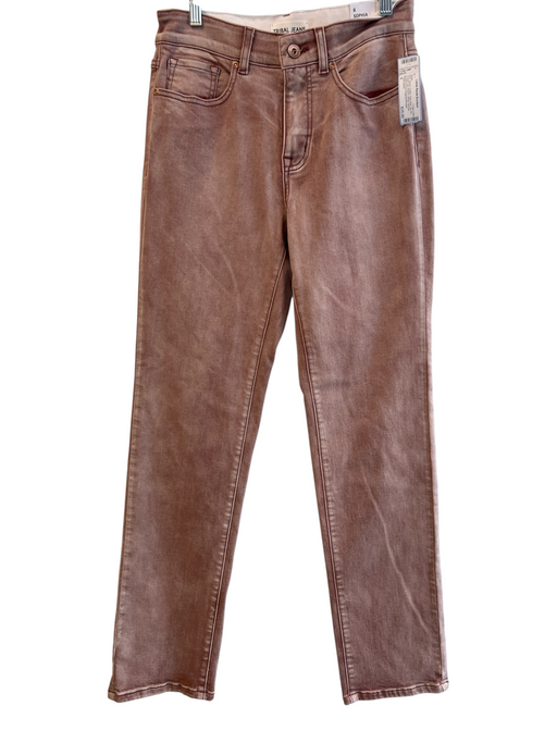 Tribal Jeans Size 6 Brown Cotton High Rise Zip Fly Straight Leg Stretch Jeans Brown / 6