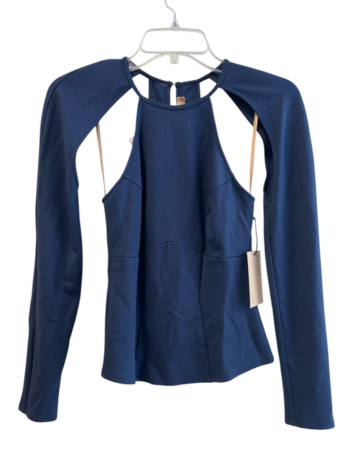Bailey 44 Size S Navy No Fabric Tag Cut Out Long Sleeve Keyhole Back Pintuck Top Navy / S