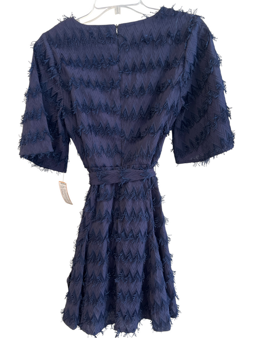 BTFL-life Size Est Small Navy No Fabric Tag Lined Wide Neck Back Zip Belt Dress Navy / Est Small