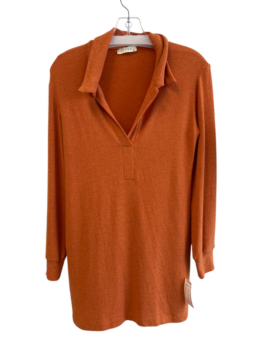 Stark X Size Est Small Orange No Fabric Tag Long Sleeve V Neck Collared Dress Orange / Est Small