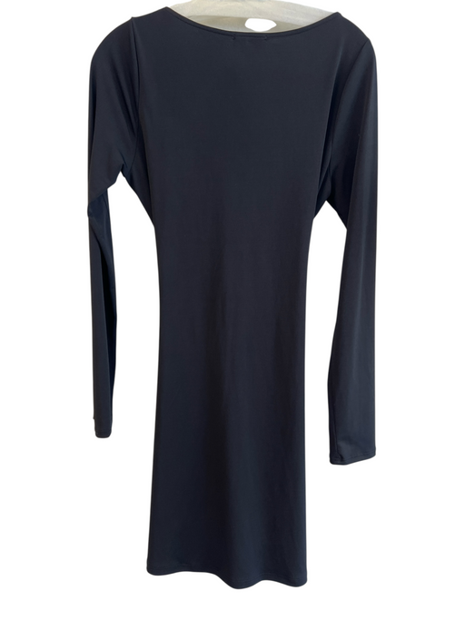 Veronica M Size Medium Black Polyester Round Neck Long Sleeve Tie in Front Dress Black / Medium