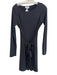 Veronica M Size Medium Black Polyester Round Neck Long Sleeve Tie in Front Dress Black / Medium
