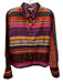 Hinson Wu Size Small Pink, Purple, Green Long Sleeve Abstract Print Collar Top Pink, Purple, Green / Small