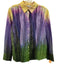 Hinson Wu Size 6 Purple, Green, Yellow Long Sleeve Abstract Print Collar Top Purple, Green, Yellow / 6
