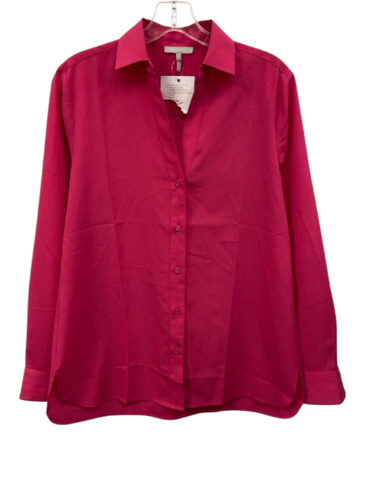Hinson Wu Size 6 Hot pink Long Sleeve Button Front Collar Top Hot pink / 6