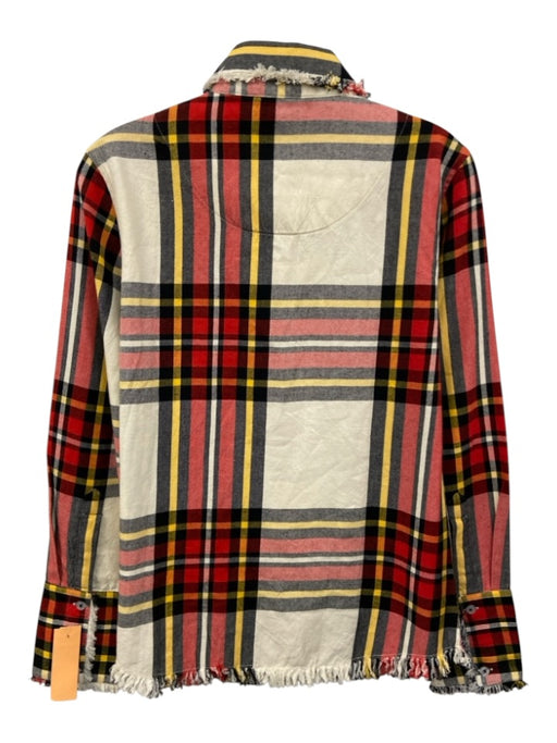 Tizzie Size Small Red, Black, Yellow Cotton Long Sleeve Plaid Button Front Top Red, Black, Yellow / Small