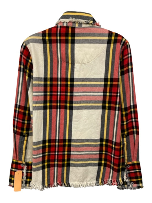 Tizzie Size Small Red, Black, Yellow Cotton Long Sleeve Plaid Button Front Top Red, Black, Yellow / Small