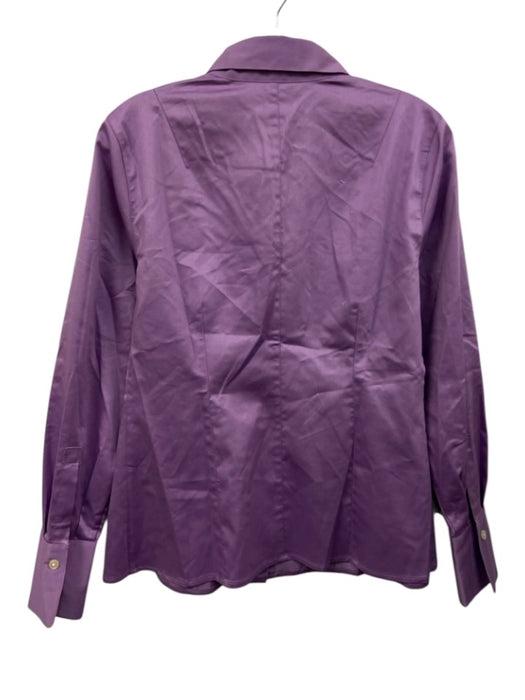 Hinson Wu Size Small Purple Cotton Blend Long Sleeve Button Neck Paneled Top Purple / Small