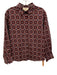 Flora Bea Size Small Burgundy & Blue Long Sleeve Geometric Print Collar Top Burgundy & Blue / Small