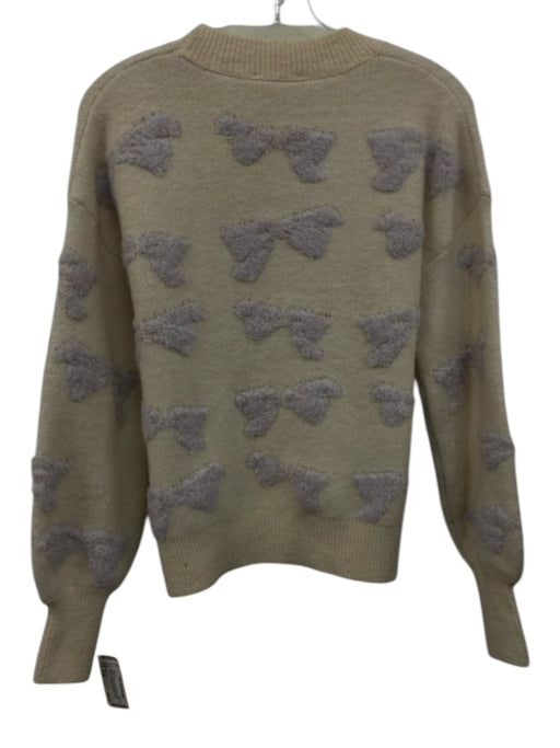 Mystree Size Small Cream & Purple Acrylic Blend Long Sleeve Button Front Sweater Cream & Purple / Small
